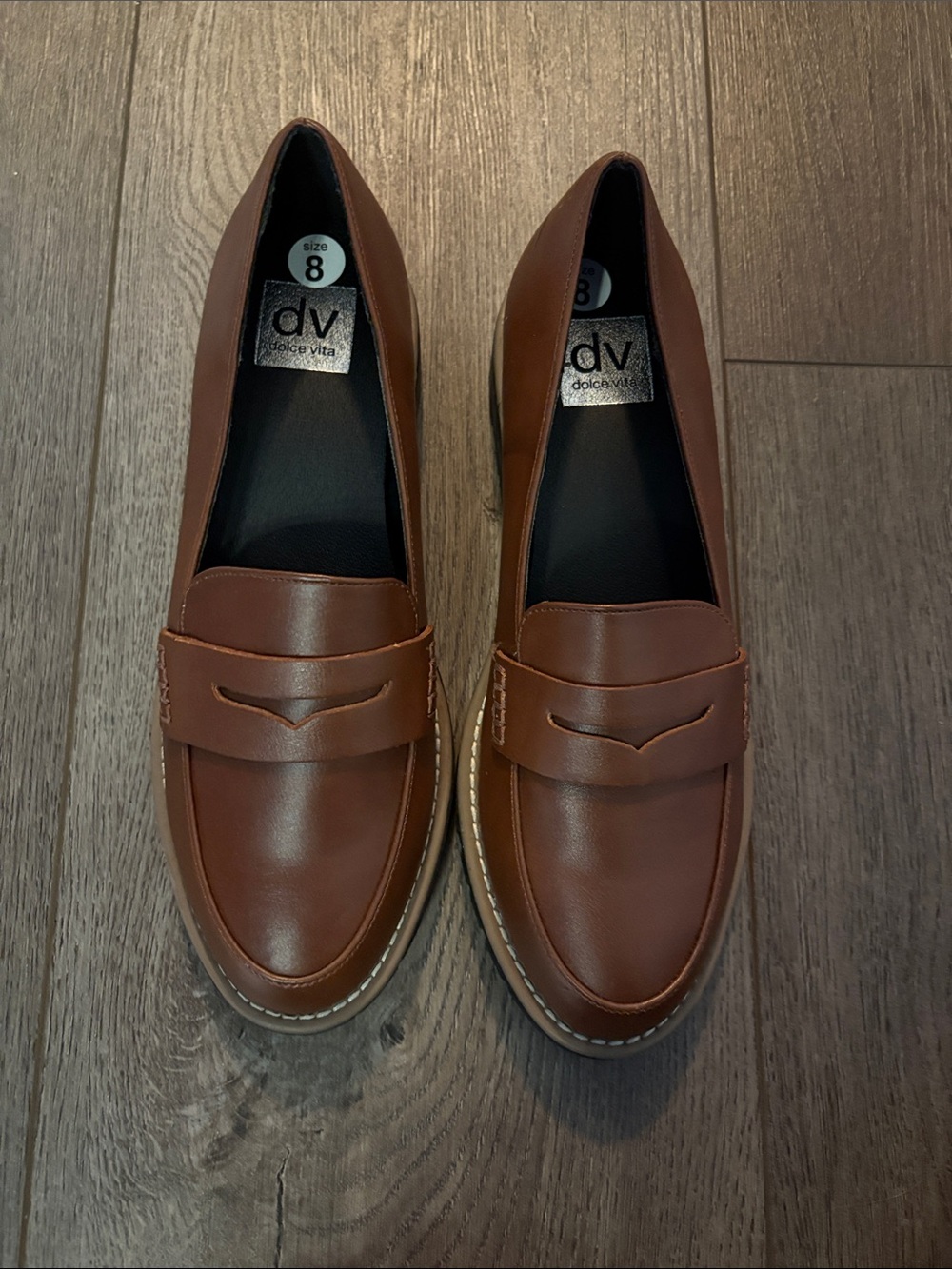 DV by Dolce Vita Women’s Chestnut Brown Slip-On Penny Loafers